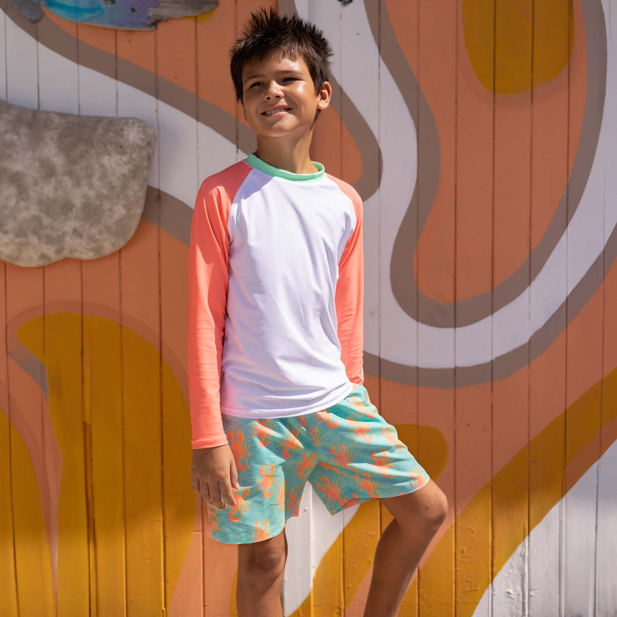 Rash guard- white coral*