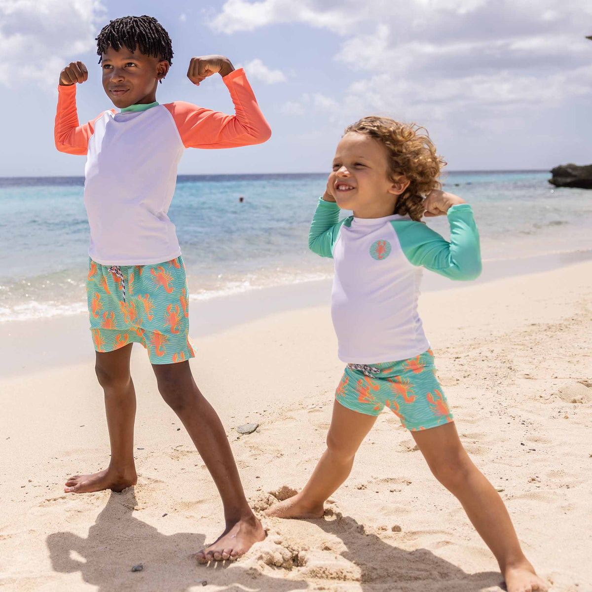 Rash guard- white coral*