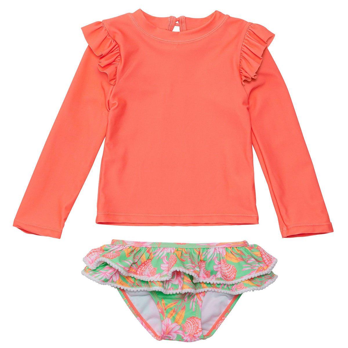 Ruffle swim set- coastal shells*