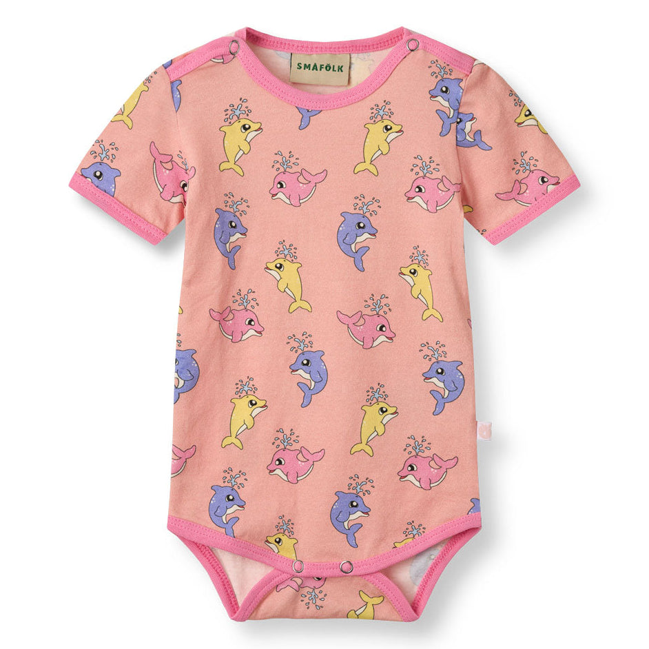 Short sleeved bodysuit- baby dolphins, blossom