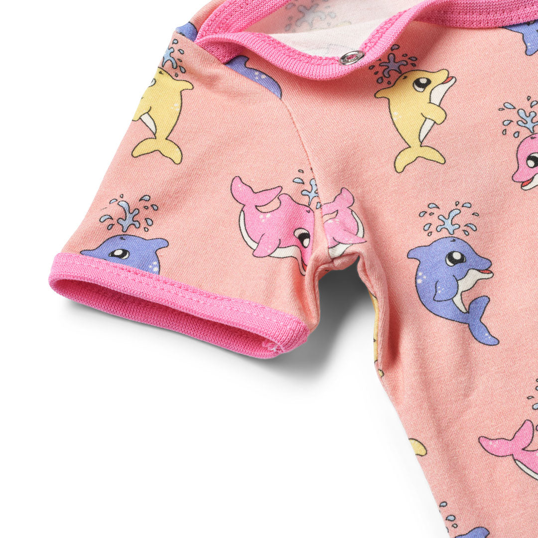 Short sleeved bodysuit- baby dolphins, blossom