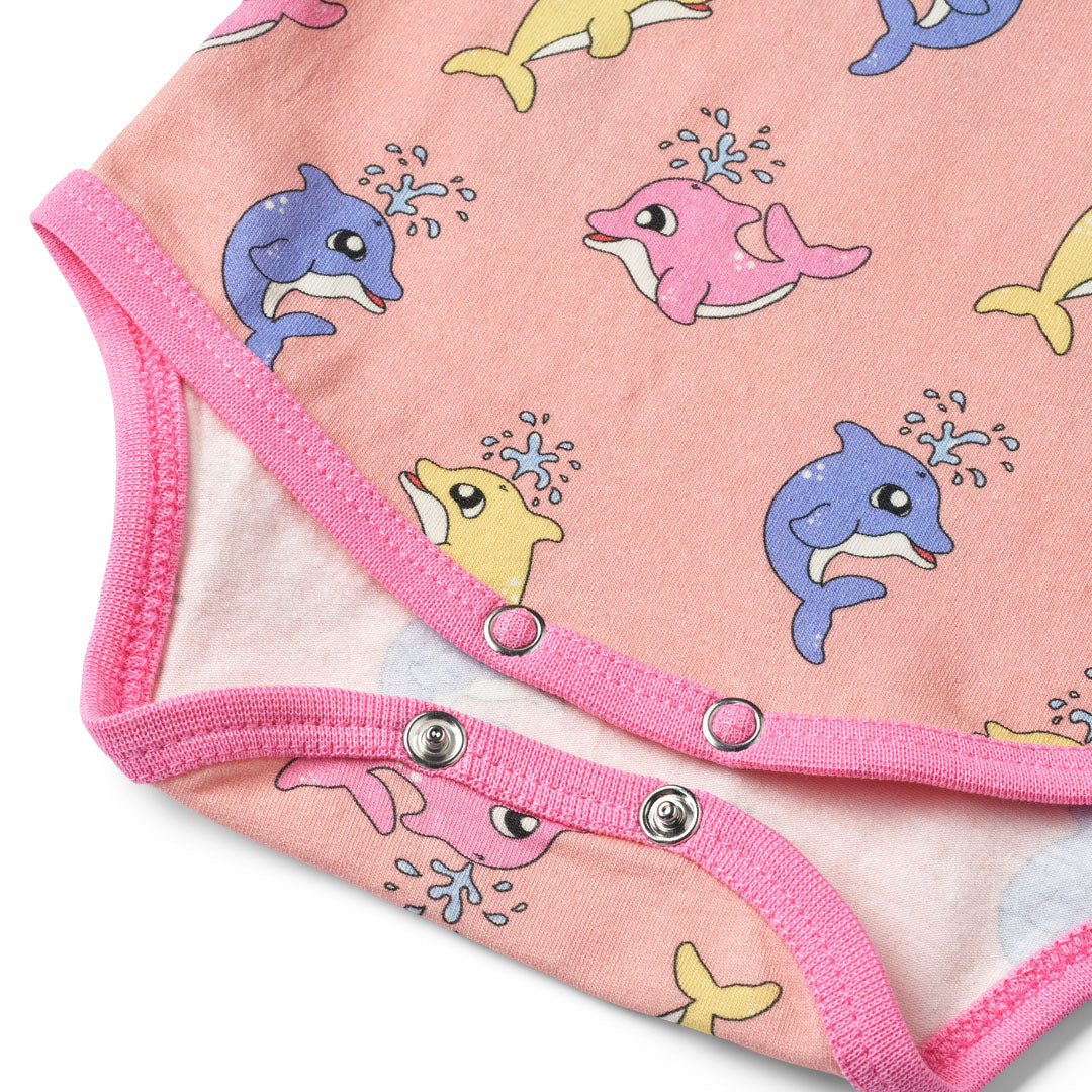 Short sleeved bodysuit- baby dolphins, blossom
