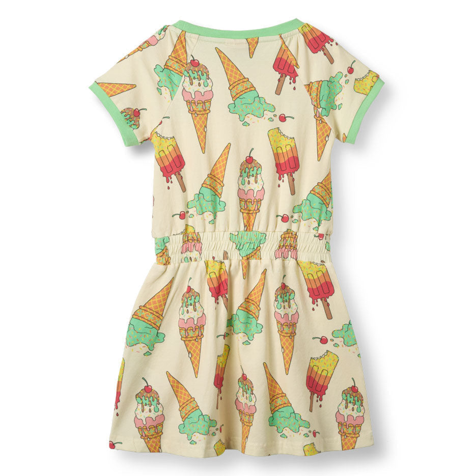 Short sleeved dress- ice cream, marshmallow
