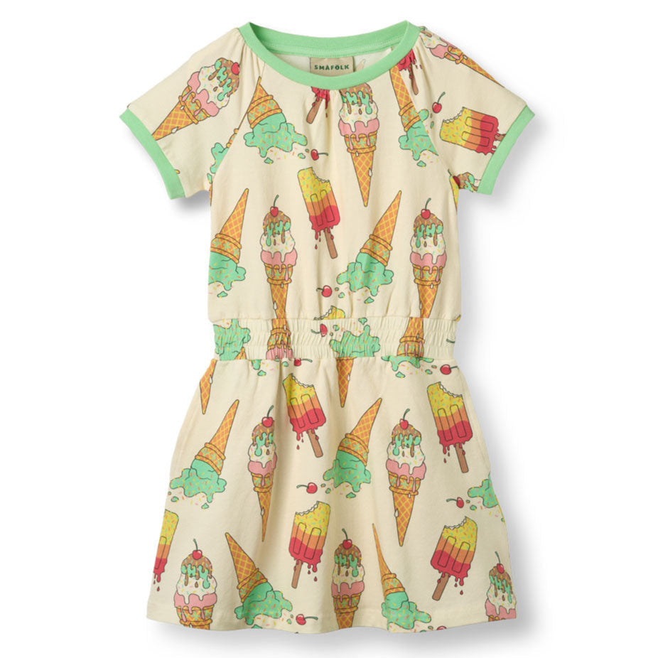 Short sleeved dress- ice cream, marshmallow