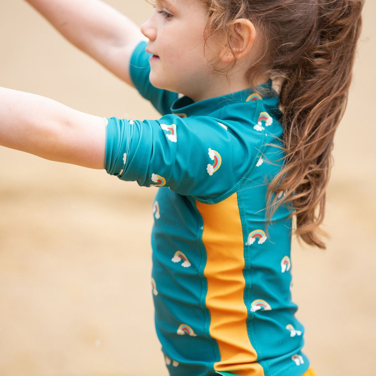 Rash guard- teal rainbows