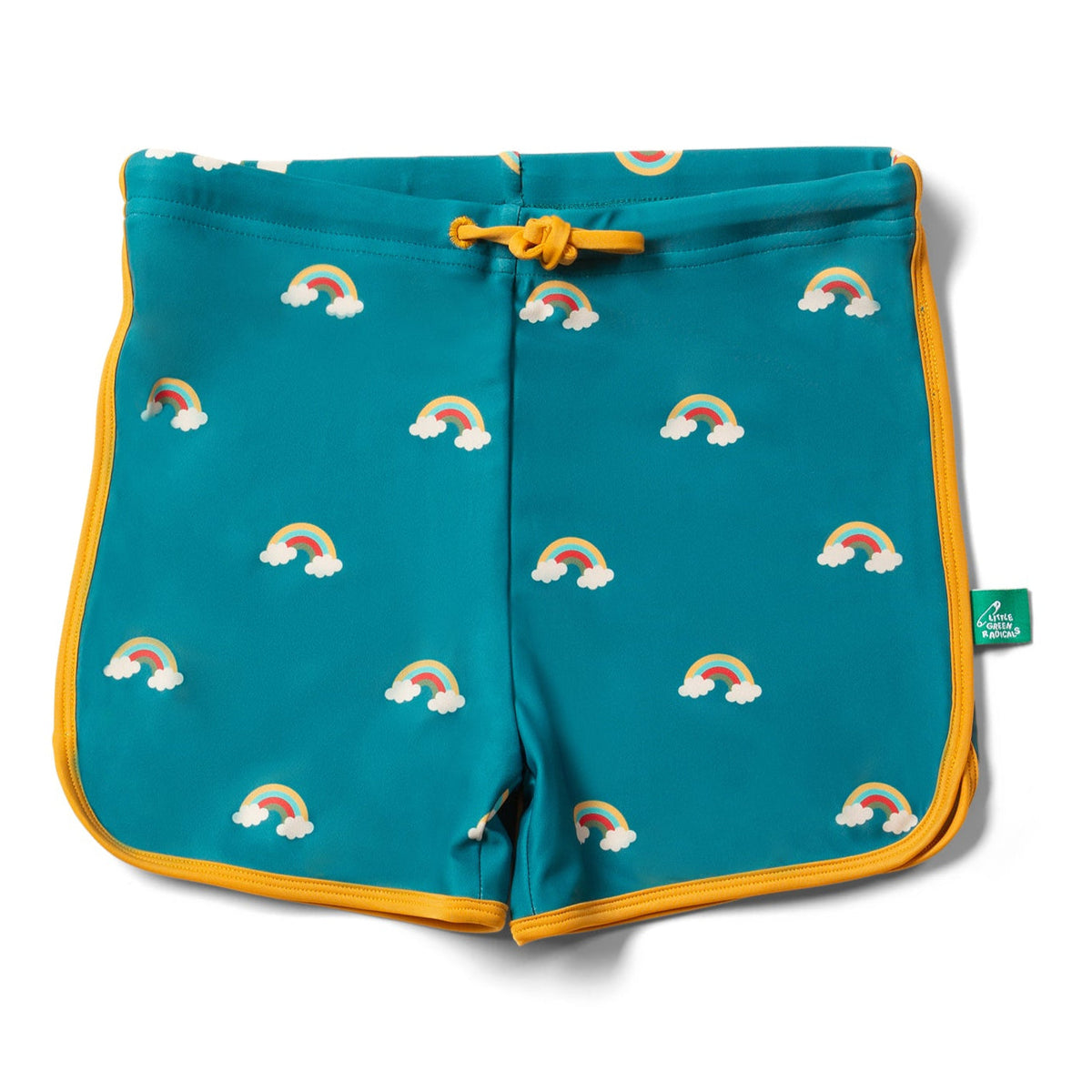 Swim shorts- teal rainbows
