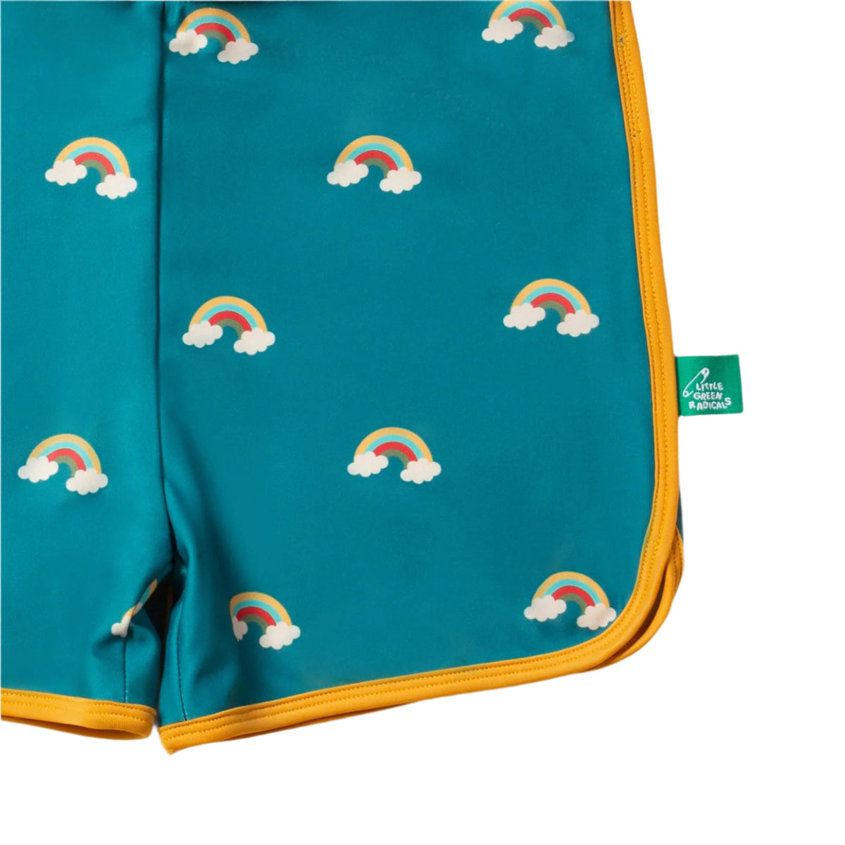 Swim shorts- teal rainbows