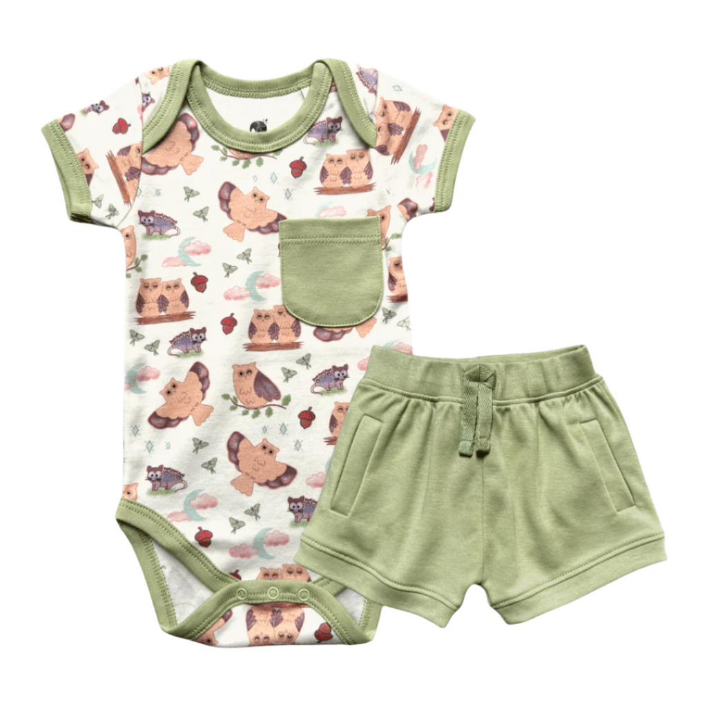 Short-sleeved bodysuit & shorts set- nocturnal*