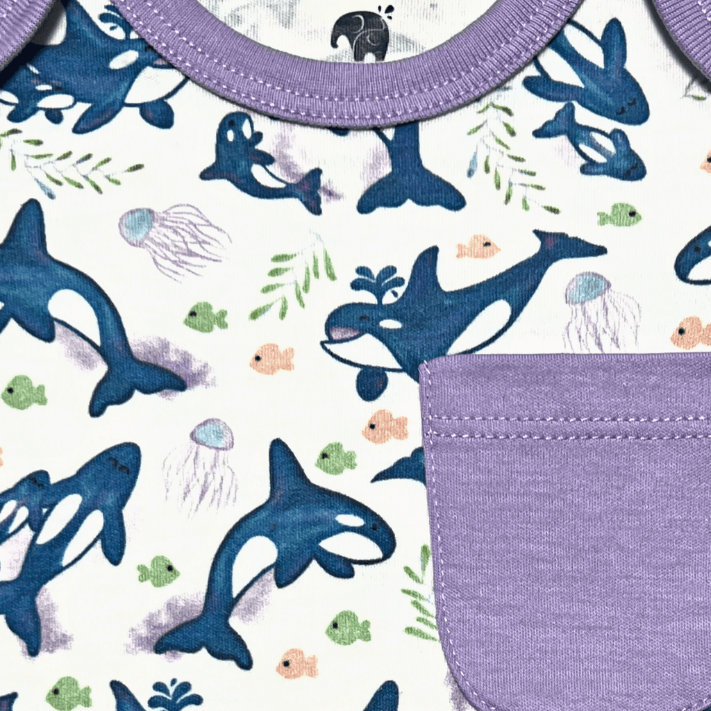 Short-sleeved bodysuit & shorts set- orca*