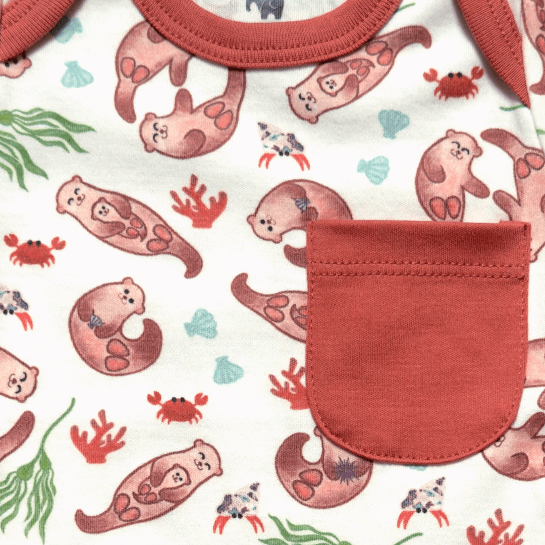 Short-sleeved bodysuit & shorts set- otter*