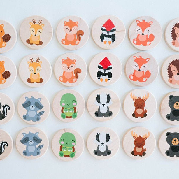 Wooden Matching Tiles - Woodland